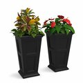 Mayne Fairfield 28in Tall Planter - Black 2-Pack 7847-B